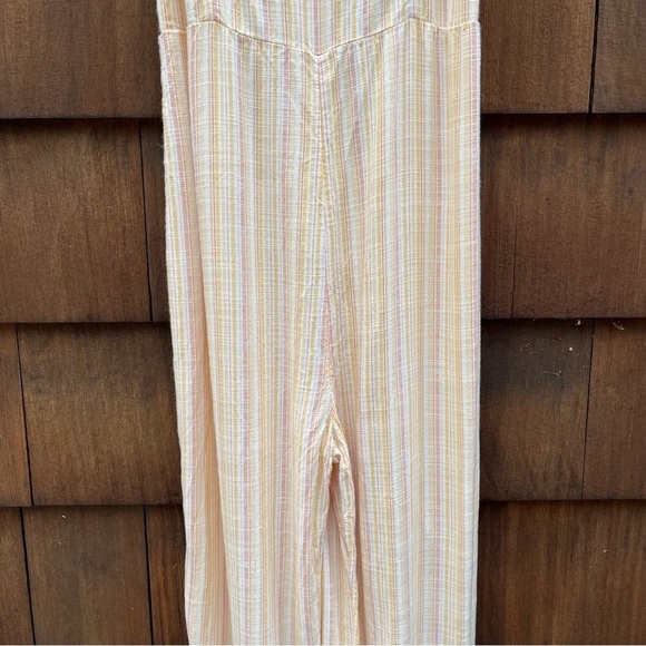 Roxy Feelings Explained Banana Creme Maui Stripe Cropped Jumpsuit Size XSmall - Picture 5 of 16